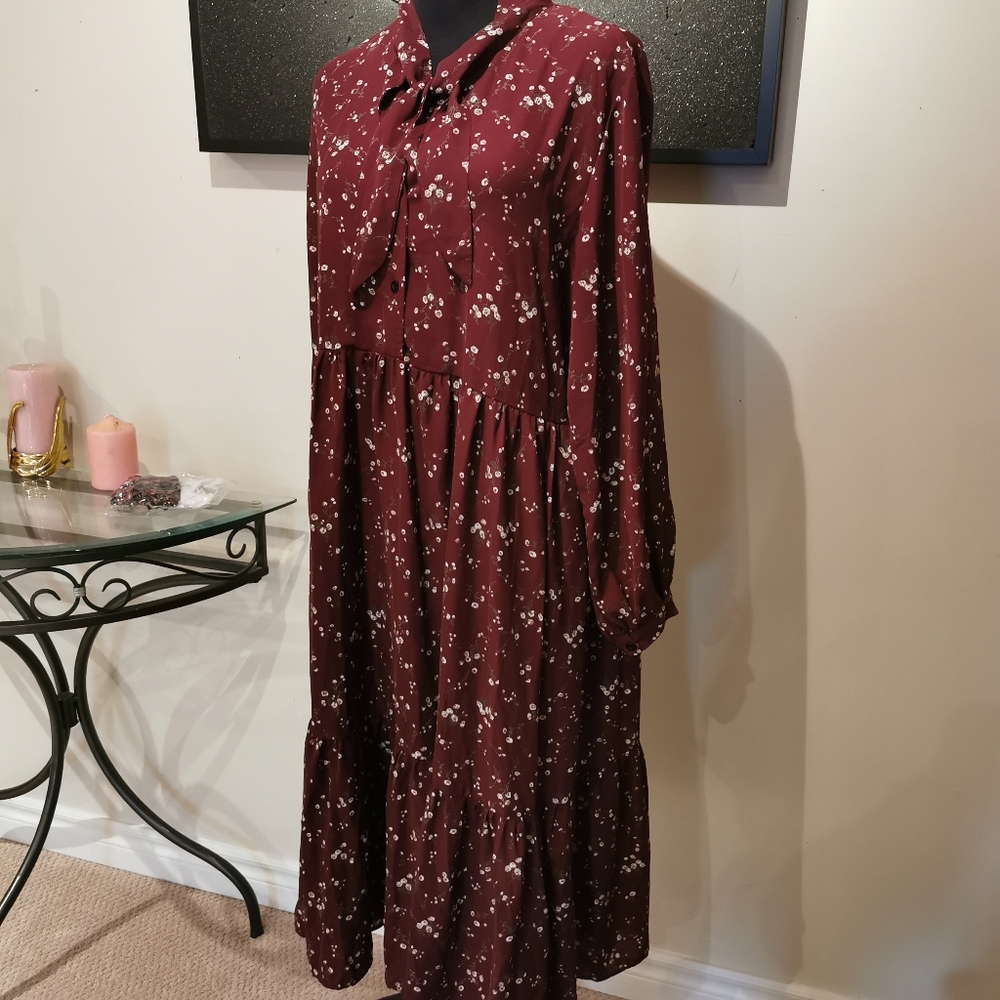 Vintage Style Long Sleeve Floral Print Autumn Dress - Picture 14 of 15